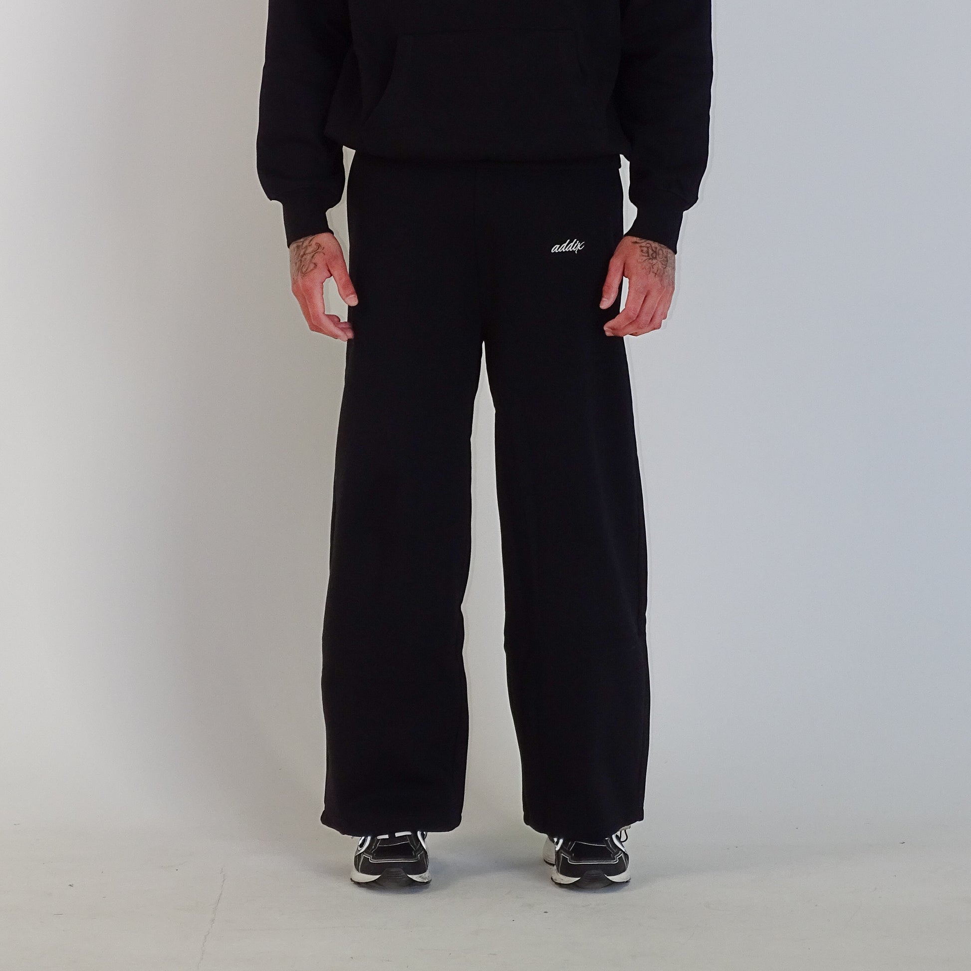 Black Embroidered Trackies