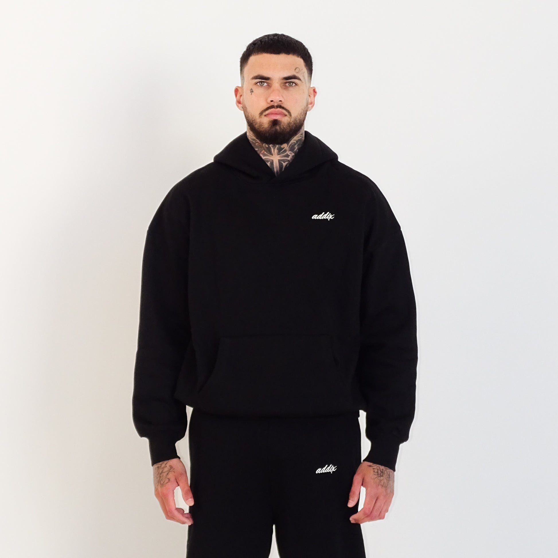 Black Embroidered Hoodie
