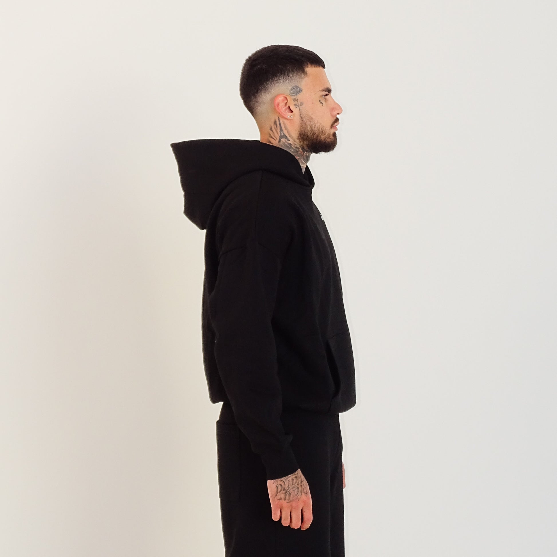 Black Embroidered Hoodie