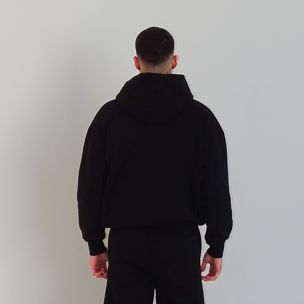 Black Embroidered Hoodie