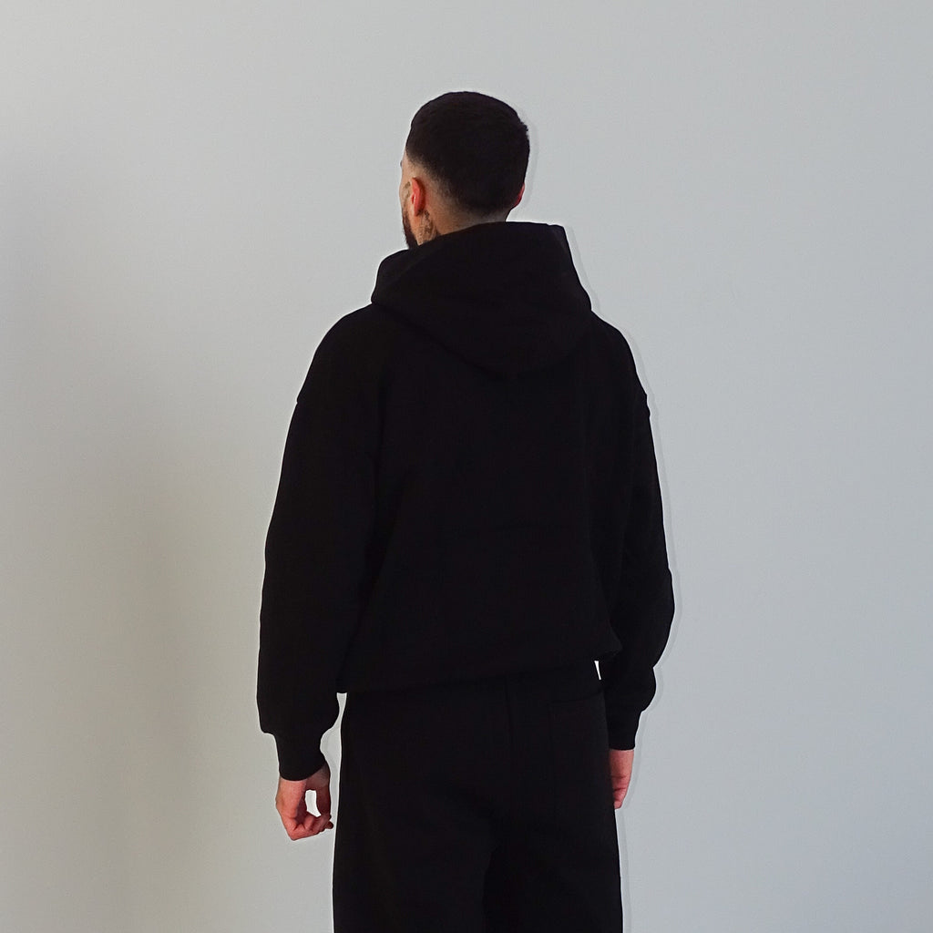 Black Embroidered Hoodie