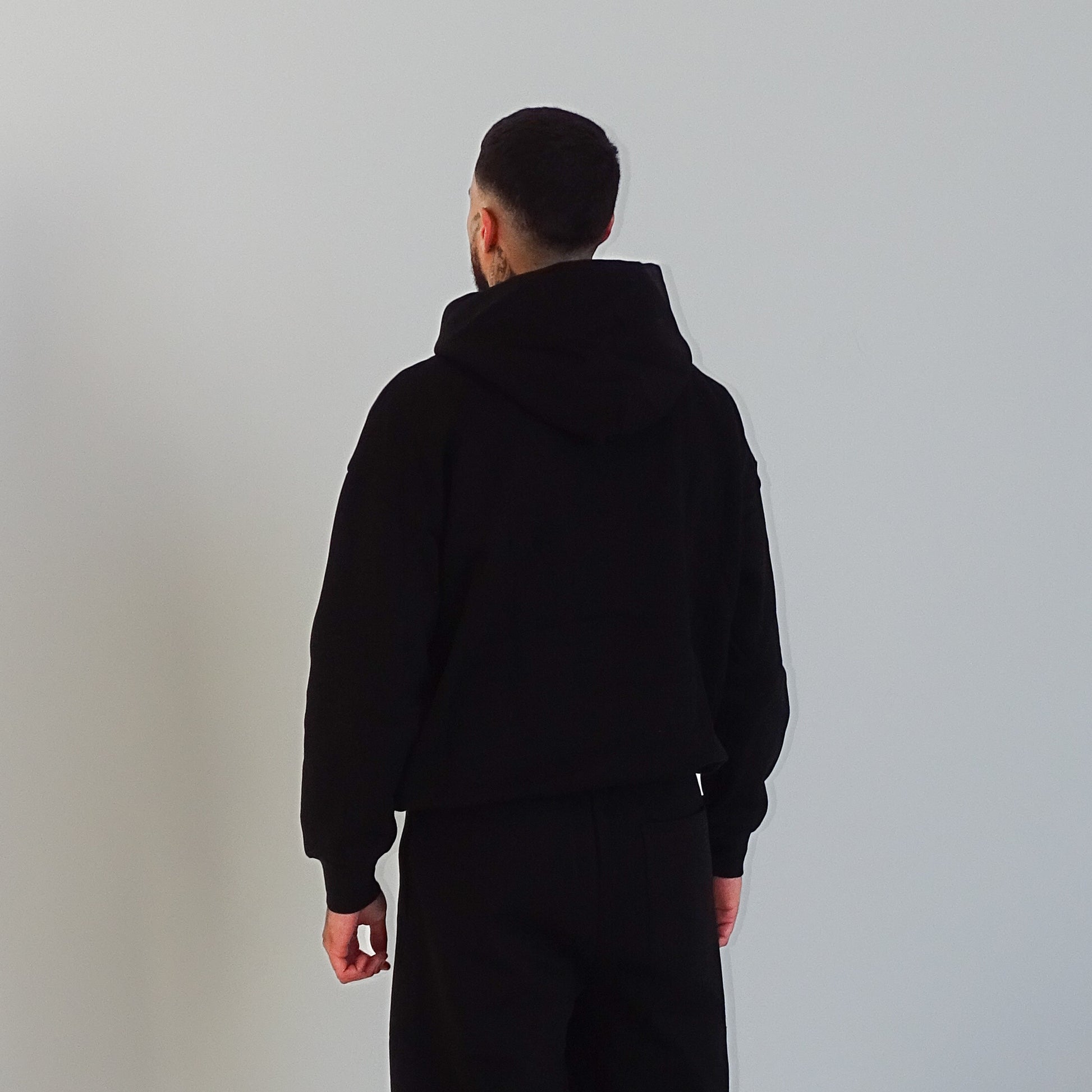 Black Embroidered Hoodie