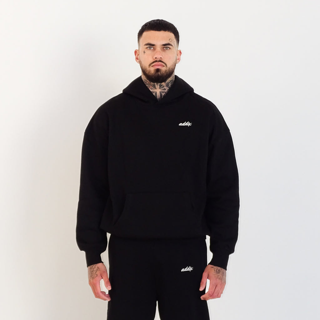 Black Embroidered Hoodie
