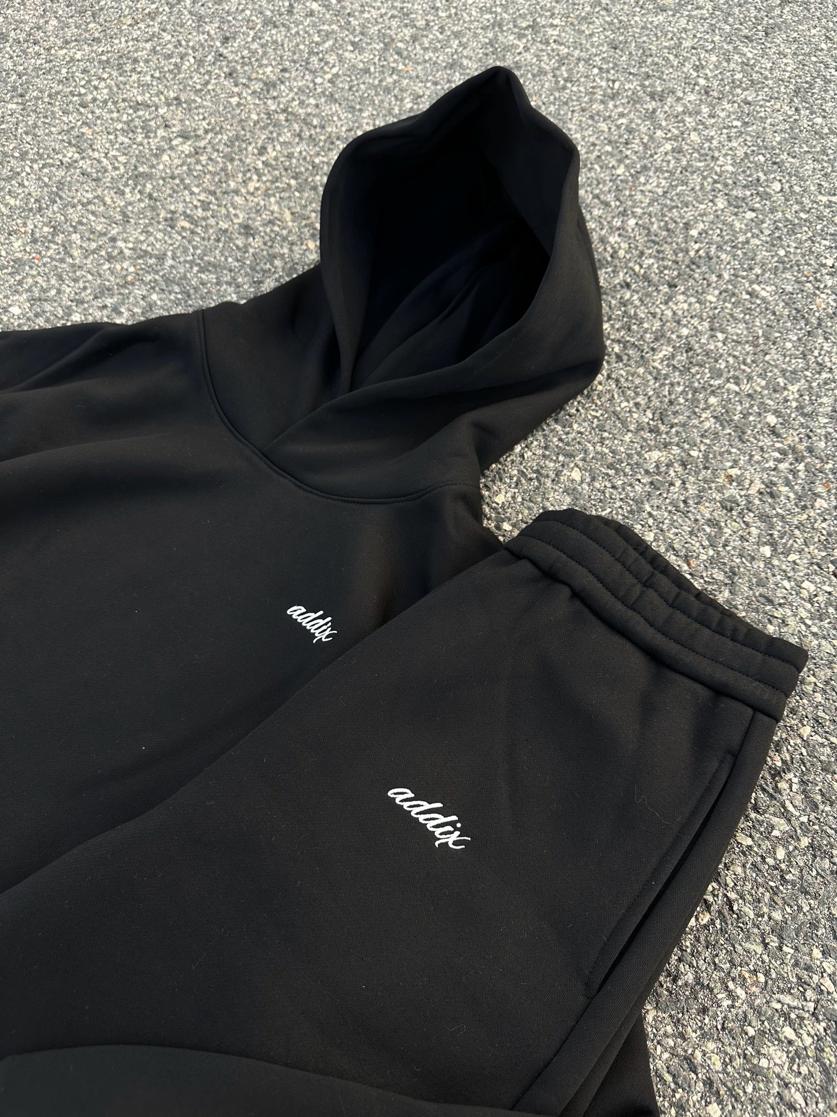 Black Embroidered Trackies
