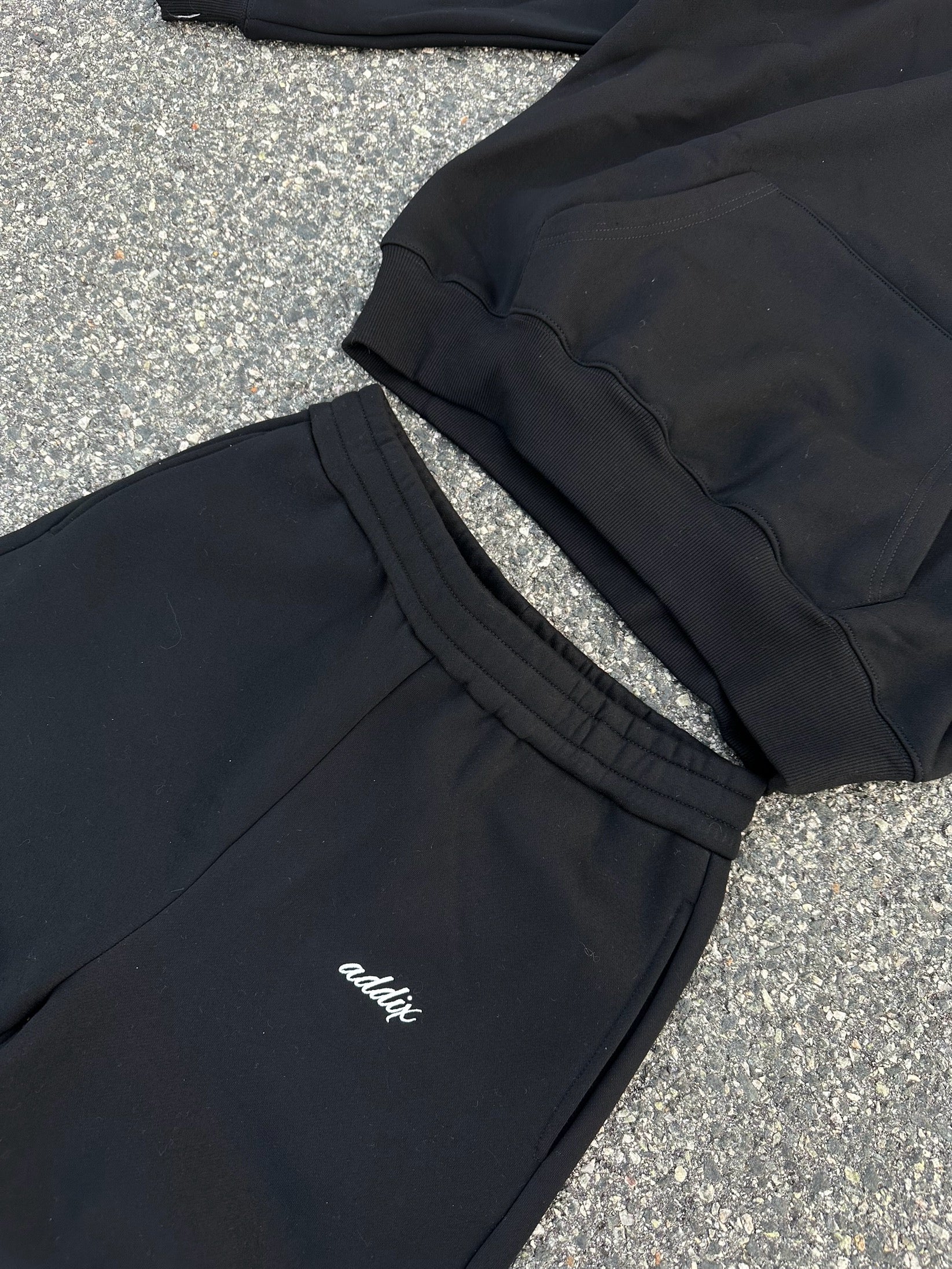 Black Embroidered Trackies