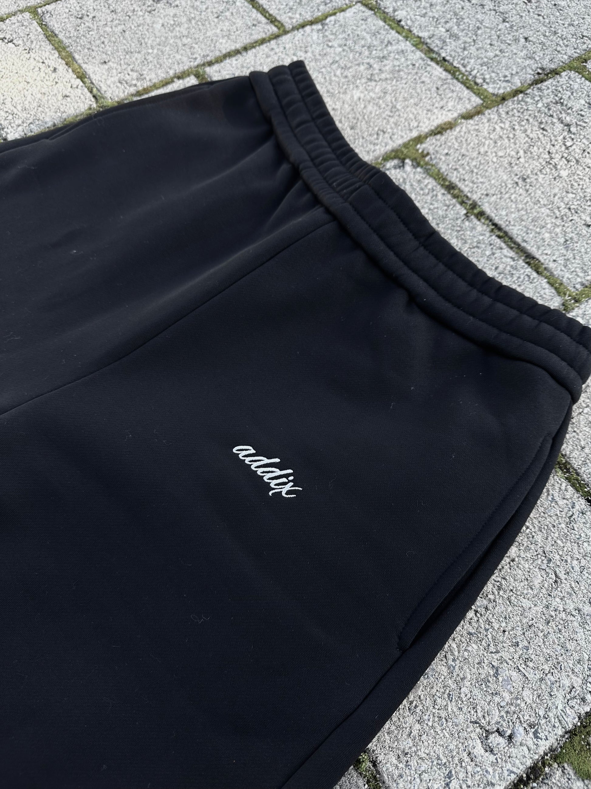 Black Embroidered Trackies